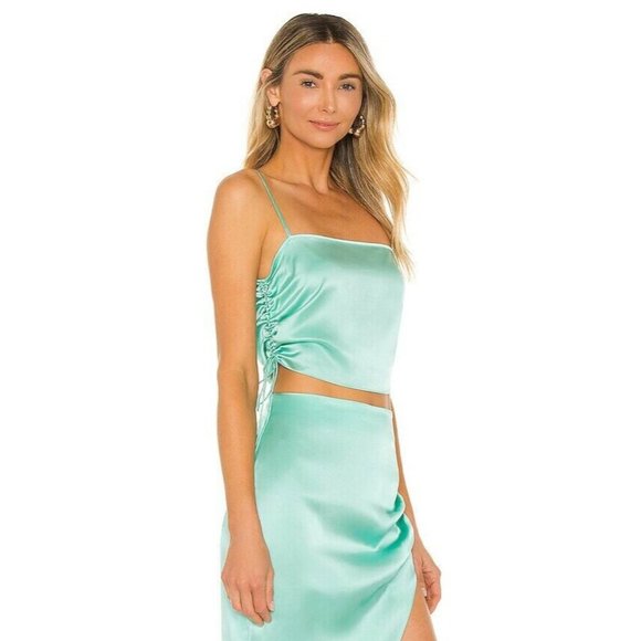 Amanda Uprichard X REVOLVE Aviette Top Mint Green Silk